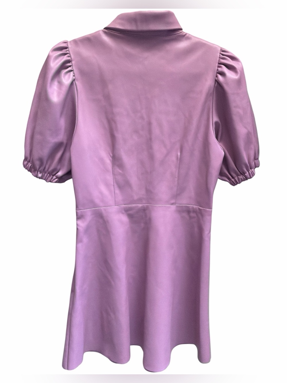 Zara Faux Leather Lilac Puff Sleeve Mini Dress size S - Picture 3 of 7